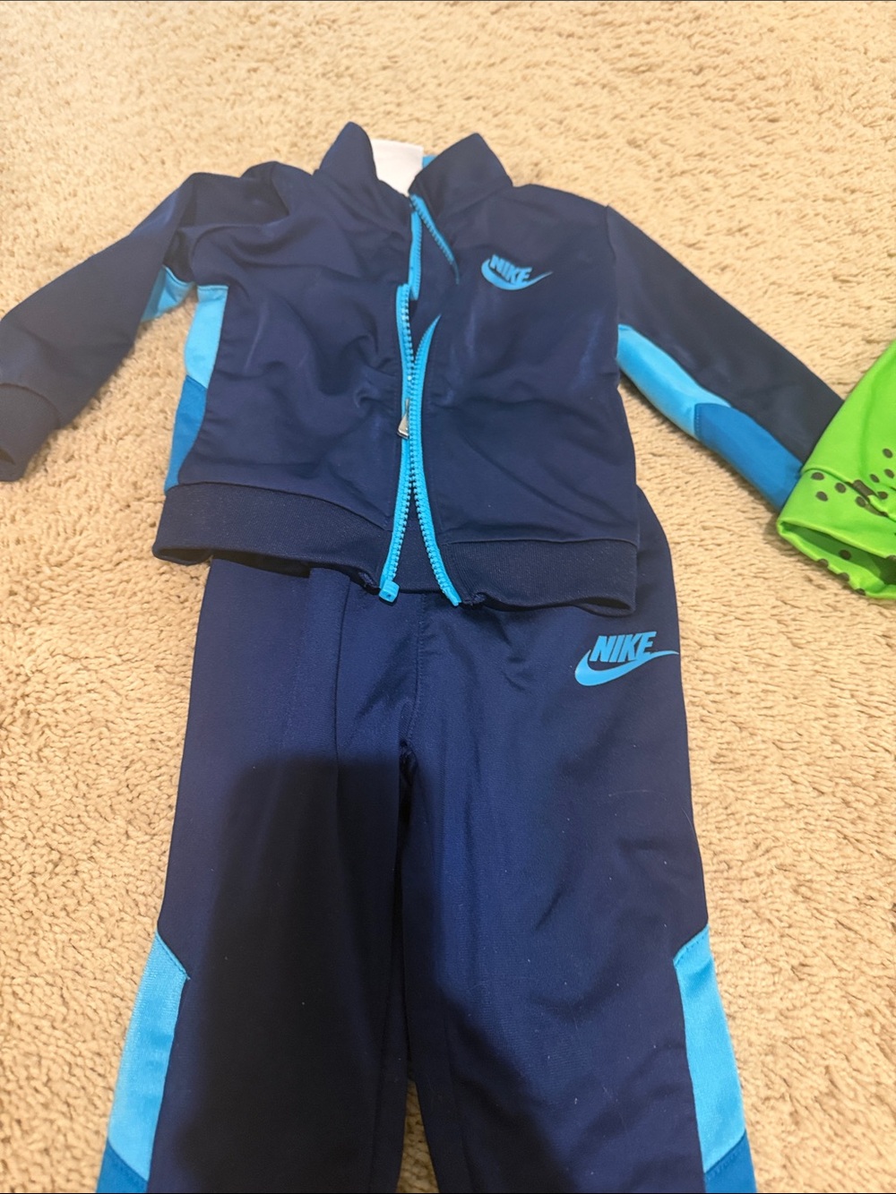 Nike Toddler Tracksuit Sets - Navy Blue & Bright Green - Picture 2 of 5